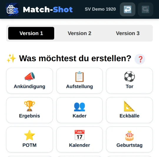 Match-Shot: Vorlage auswählen